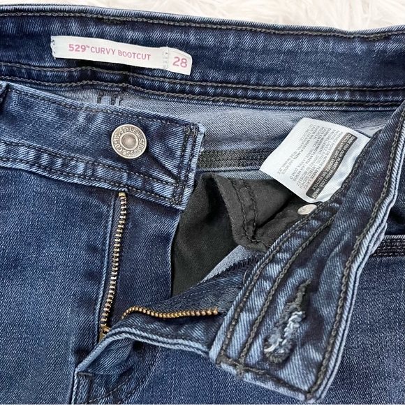 LEVI’S 529 Women’s Curvy Bootcut Dark Wash Blue Denim Jeans 28 - Picture 9 of 12